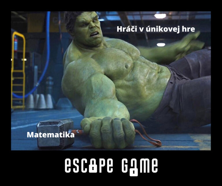 Vtipný obrázok z prostredia únikových hier, poukazujúci nato, že matematika zvykne občas potrápiť